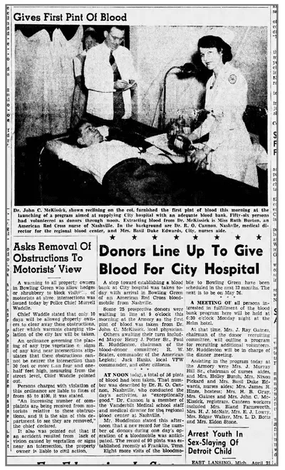 Blood Bank Established 1949